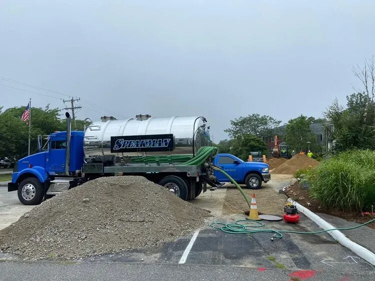 Speakman pump truck on a Cape Cod job